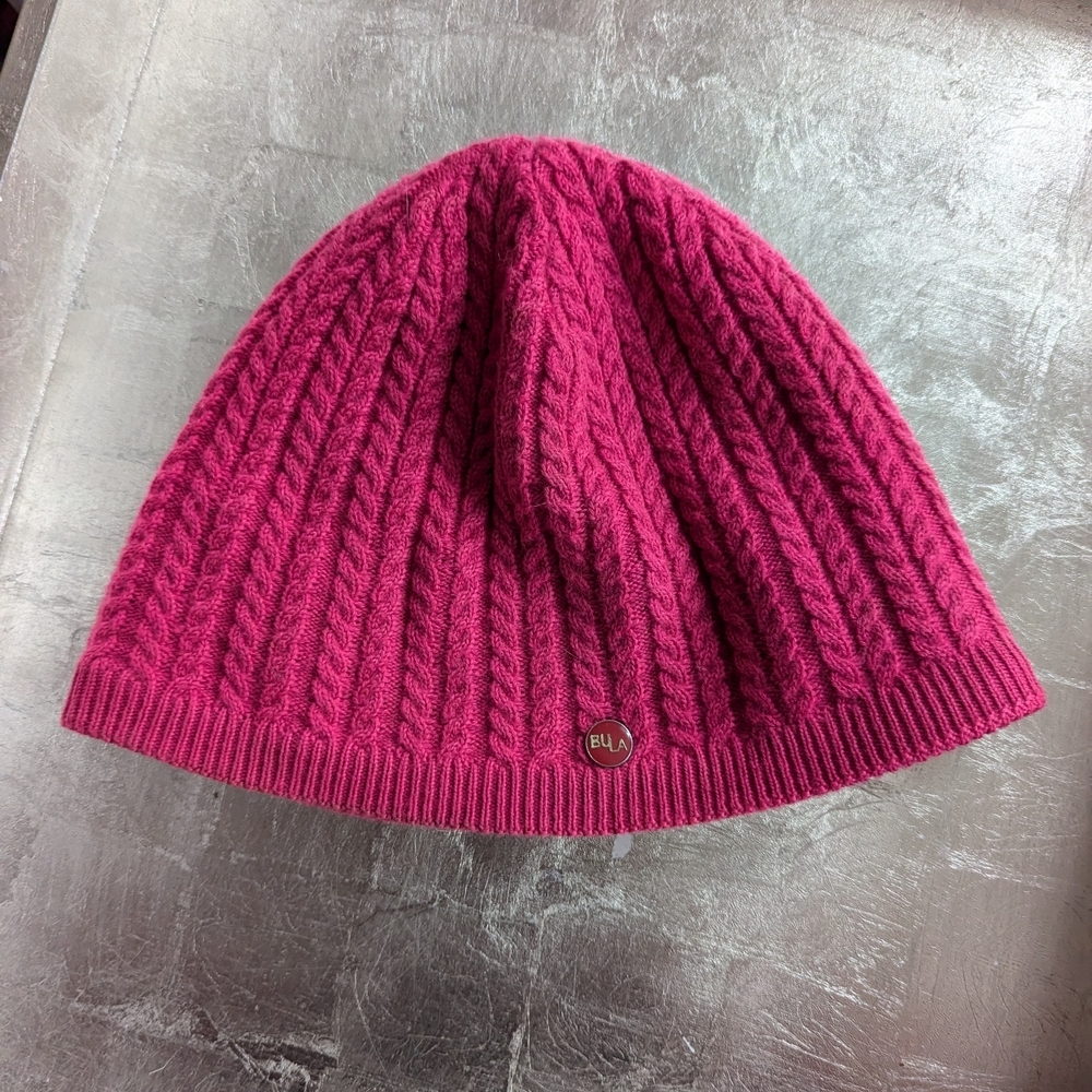 🩷 BULA Pink Knit Beanie 100% Wool Made In Canada . 10" x 7"
